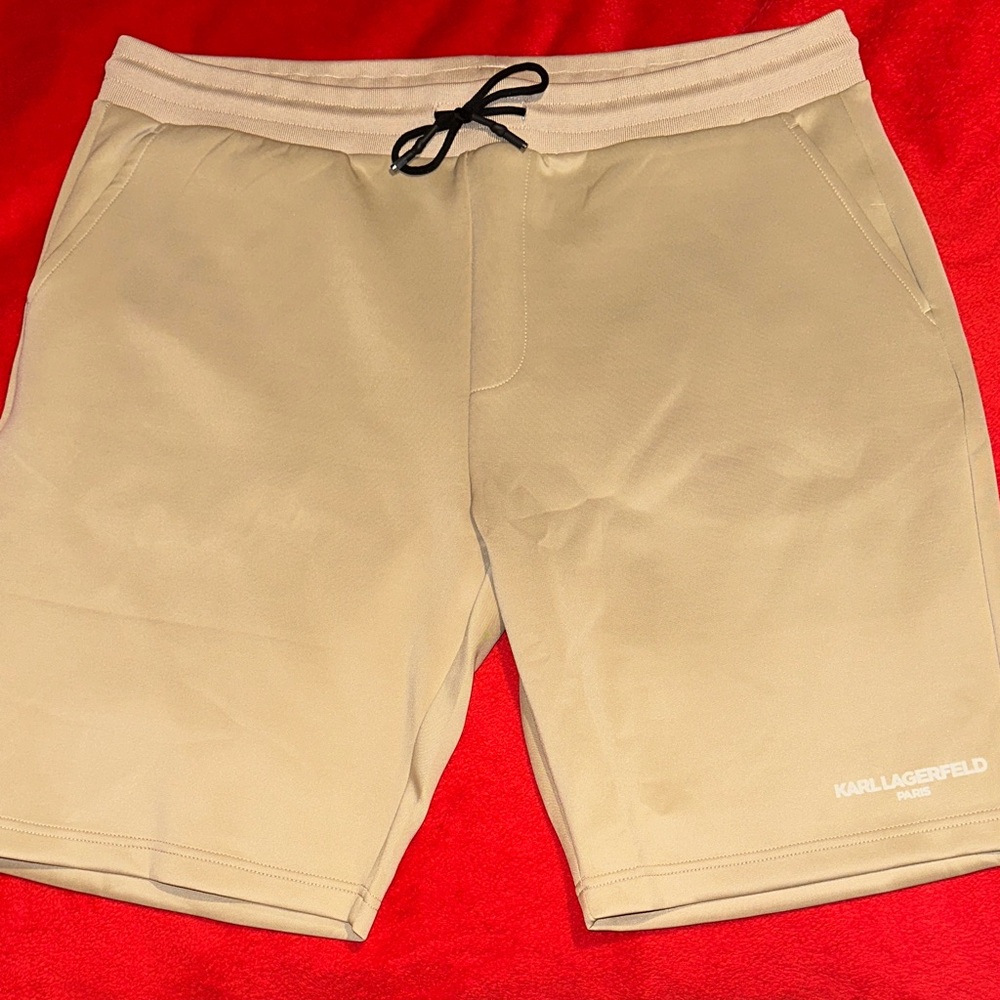 Karl Lagerfeld Tan Shorts with Black Drawstring NWOT